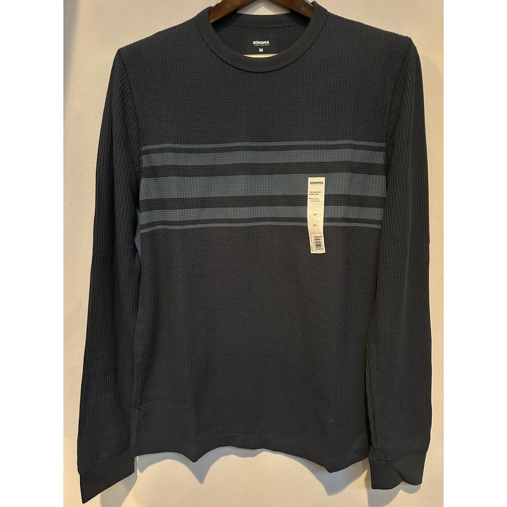 Men’s Sonoma Blue Striped Waffle Tee Size M